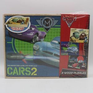 CARS 2 Disney Pixar 3 Wood Puzzles Pack 24 Pieces Each Cardinal Industries n2393